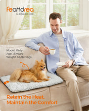 Warm Dove Grey Dog and Cat Bed 60 x 45 cm Soft Plush Washable Pet Mattress by Feandrea