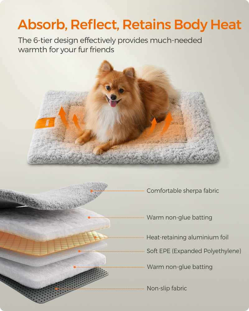 Warm Dove Grey Dog and Cat Bed 60 x 45 cm Soft Plush Washable Pet Mattress by Feandrea