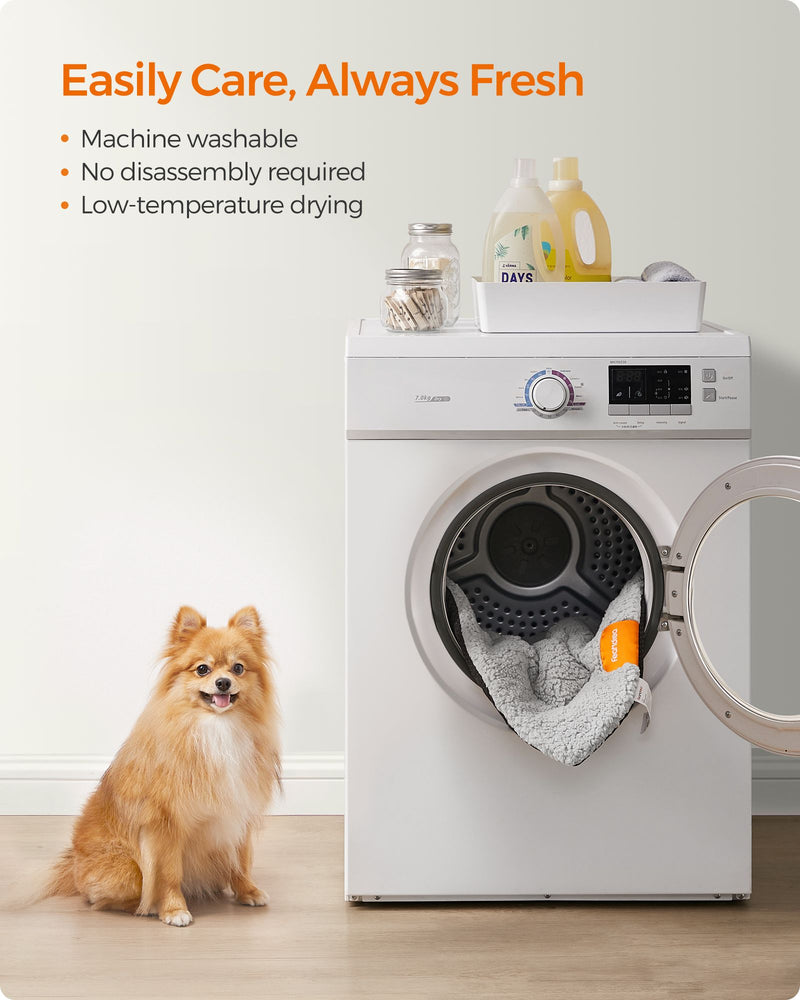 Warm Dove Grey Dog and Cat Bed 60 x 45 cm Soft Plush Washable Pet Mattress by Feandrea