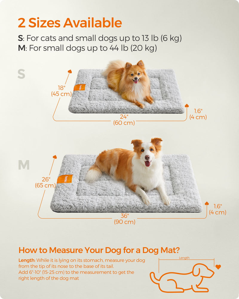 Warm Dove Grey Dog and Cat Bed 60 x 45 cm Soft Plush Washable Pet Mattress by Feandrea