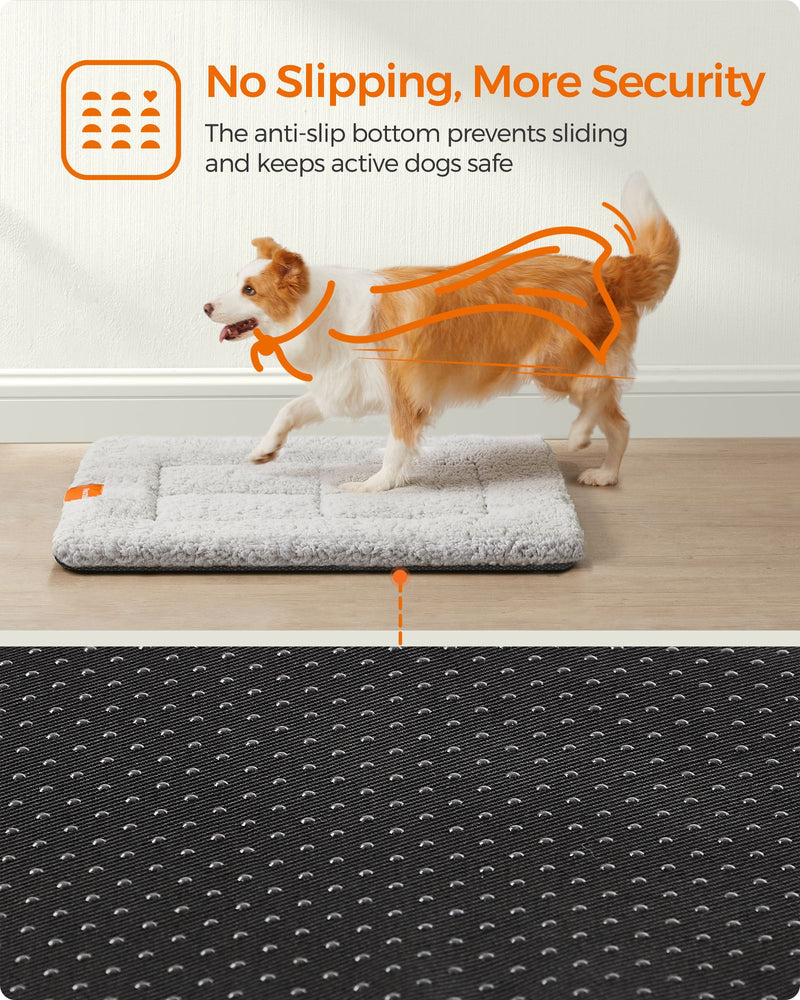 Warm Dove Grey Dog and Cat Bed 90 x 65 cm Soft Washable Pet Cushion by Feandrea