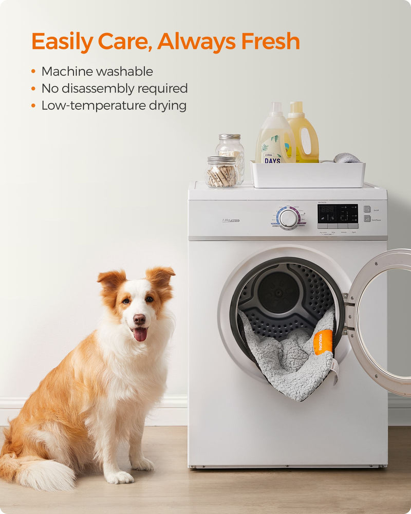 Warm Dove Grey Dog and Cat Bed 90 x 65 cm Soft Washable Pet Cushion by Feandrea