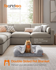 Waterproof Grey OmbrÃ© Dog Blanket Small Size Soft and Durable Pet Throw by Feandrea