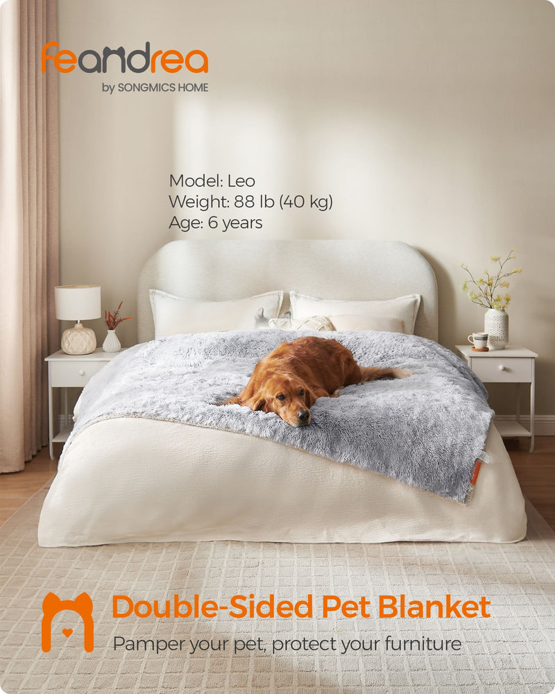 XXL Grey OmbrÃ© Waterproof Dog Blanket Soft Washable Pet Throw for Sofa or Bed by Feandrea