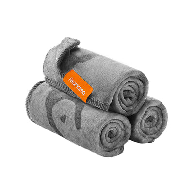 Set of 3 Soft Flannel Pet Blankets in Slate Grey 73 x 63 cm for Cats and Dogs by Feandrea