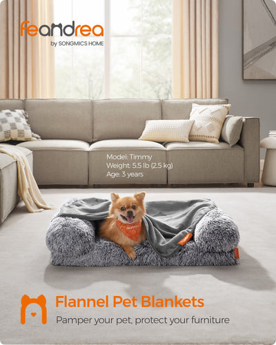 Set of 3 Soft Flannel Pet Blankets in Slate Grey 73 x 63 cm for Cats and Dogs by Feandrea