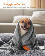 Set of 3 Soft Flannel Pet Blankets in Slate Grey 73 x 63 cm for Cats and Dogs by Feandrea