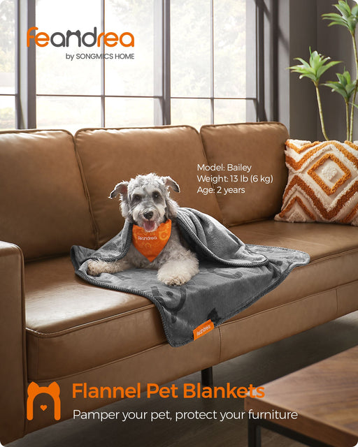 Pack of 3 Slate Grey Flannel Pet Blankets Soft and Cosy 102 x 73 cm by Feandrea