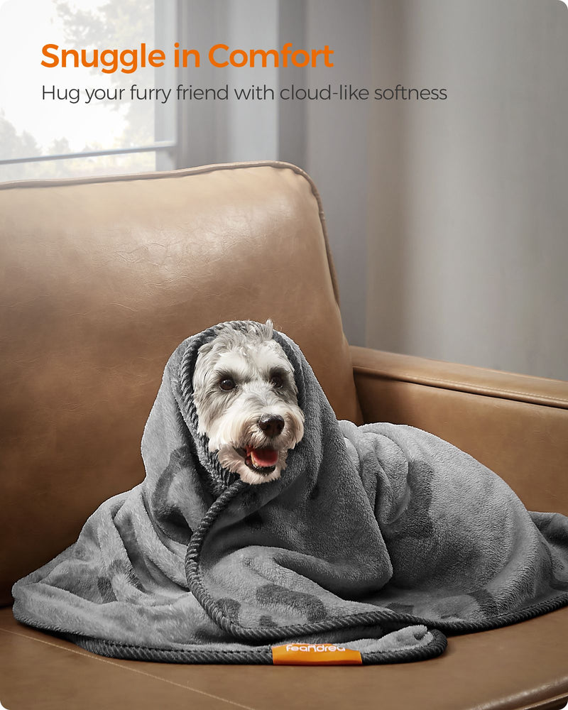 Pack of 3 Slate Grey Flannel Pet Blankets Soft and Cosy 102 x 73 cm by Feandrea