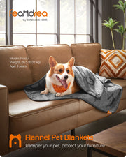 Set of 3 Soft Flannel Pet Blankets 127 x 102 cm in Slate Grey for Dogs and Cats by Feandrea
