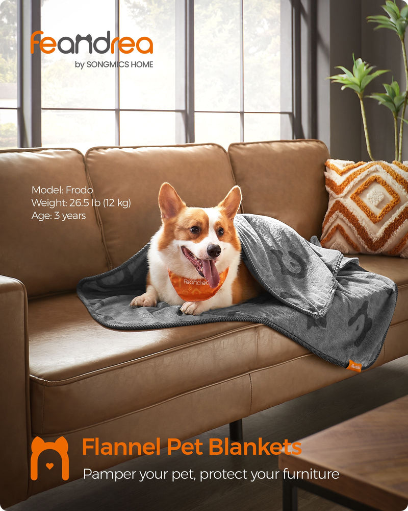 Set of 3 Soft Flannel Pet Blankets 127 x 102 cm in Slate Grey for Dogs and Cats by Feandrea