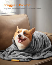 Set of 3 Soft Flannel Pet Blankets 127 x 102 cm in Slate Grey for Dogs and Cats by Feandrea