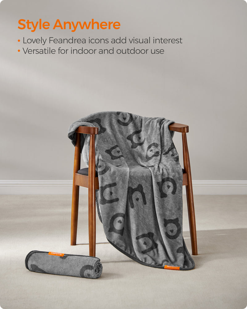 Set of 3 Soft Flannel Pet Blankets 127 x 102 cm in Slate Grey for Dogs and Cats by Feandrea