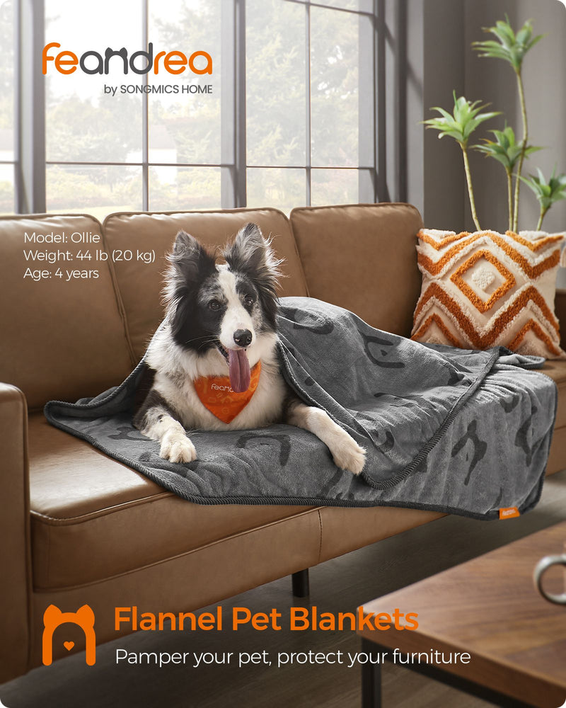 Pack of 3 Slate Grey Flannel Pet Blankets Soft and Warm 152 x 127 cm by Feandrea