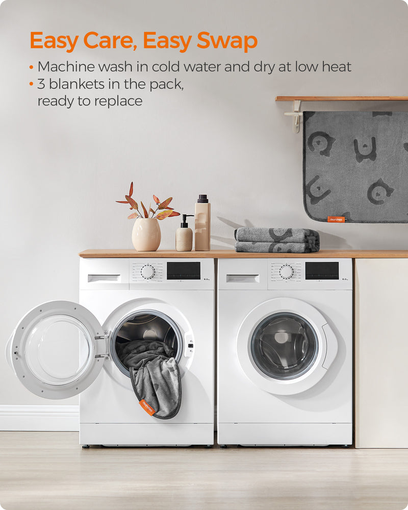 Pack of 3 Slate Grey Flannel Pet Blankets Soft and Warm 152 x 127 cm by Feandrea