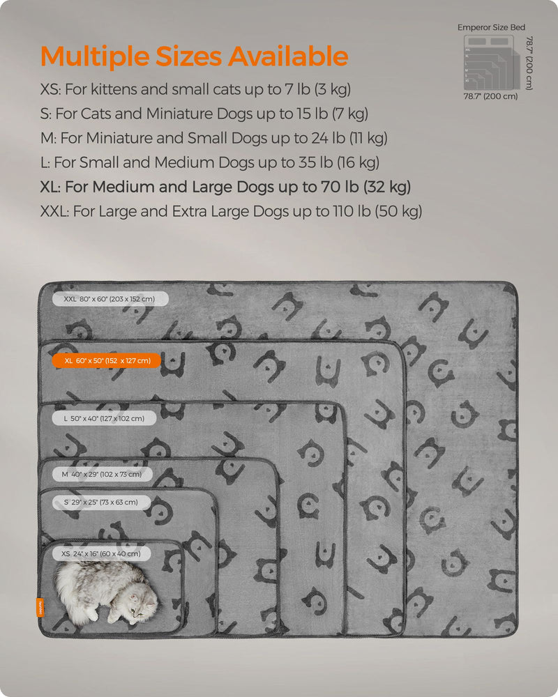 Pack of 3 Slate Grey Flannel Pet Blankets Soft and Warm 152 x 127 cm by Feandrea