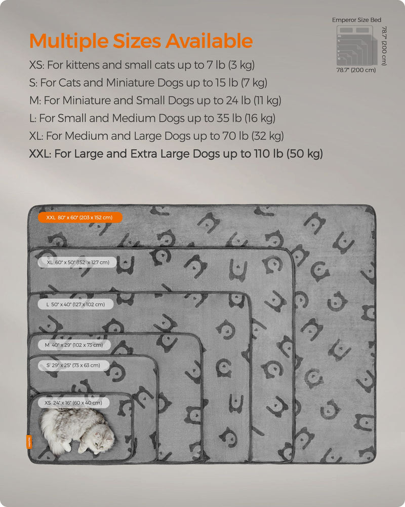 Pack of 3 Slate Grey Flannel Pet Blankets Soft and Warm 203 x 152 cm by Feandrea