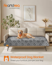 Large Waterproof Dog Blanket 178 x 76 cm in Dove Grey for Sofa and Car Protection by Feandrea