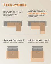 Size chart confirming the Large 127 x 102 cm option in the Feandrea dog blanket range