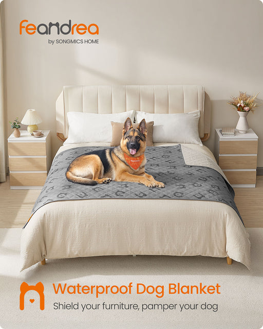 Large Waterproof Dog Blanket 208 x 132 cm in Dove Grey for Sofa or Bed Protection by Feandrea