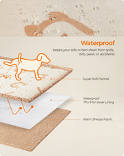Large Waterproof Sherpa Fleece Dog Blanket in Beige Soft and Washable by Feandrea
