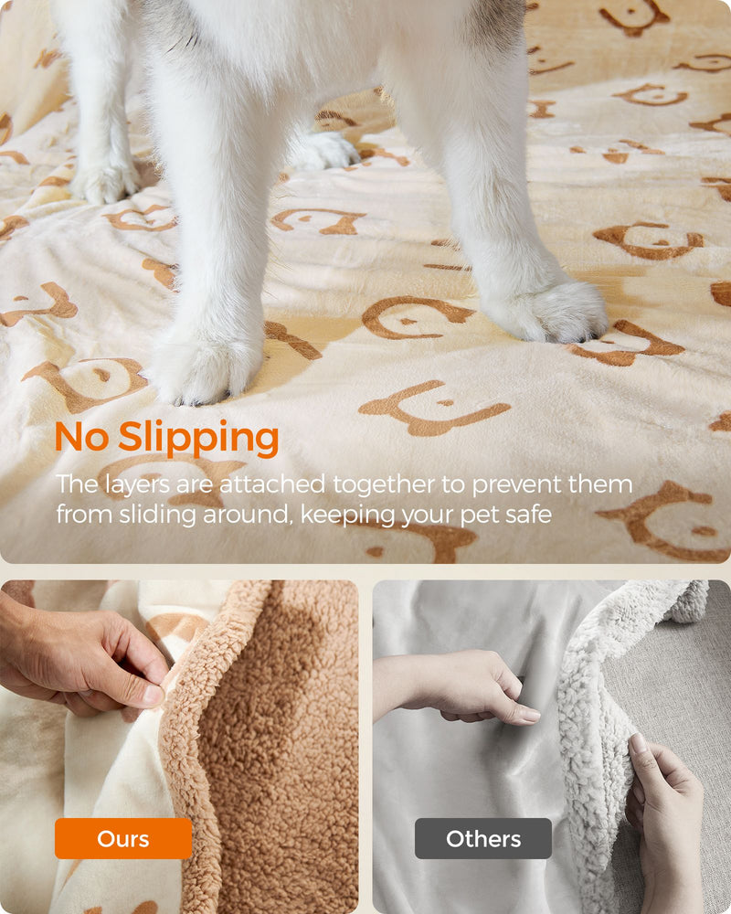 Large Waterproof Sherpa Fleece Dog Blanket in Beige Soft and Washable by Feandrea