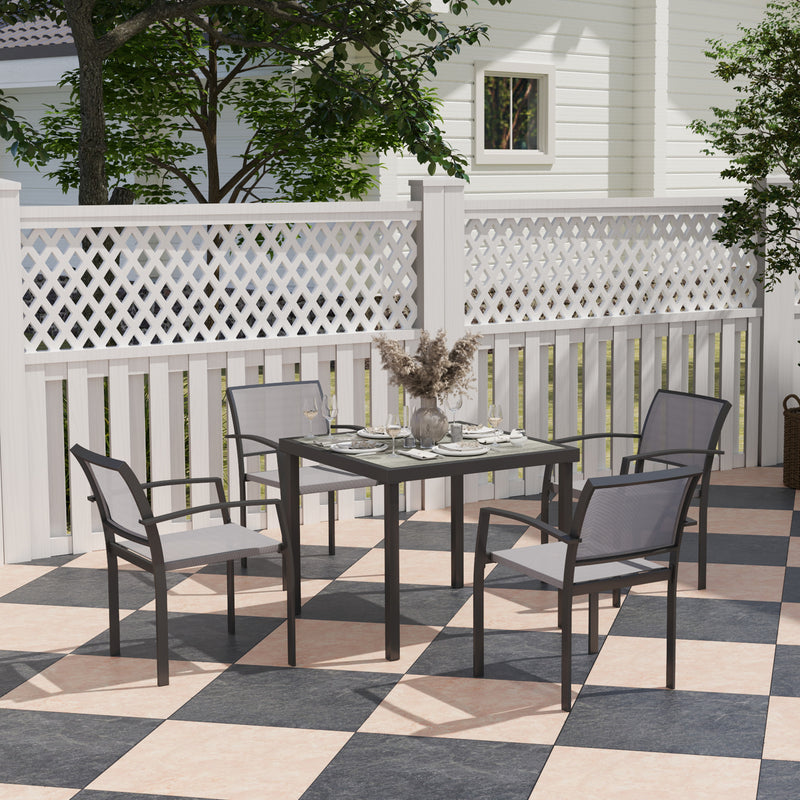 Five Piece Outdoor Garden Dining Set Grey Weather Resistant by Outsunny
