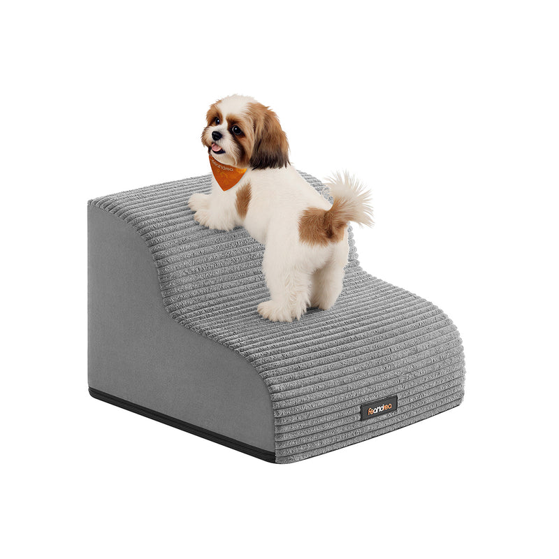 Feandrea dog stairs with gentle slope in dove grey, studio shot