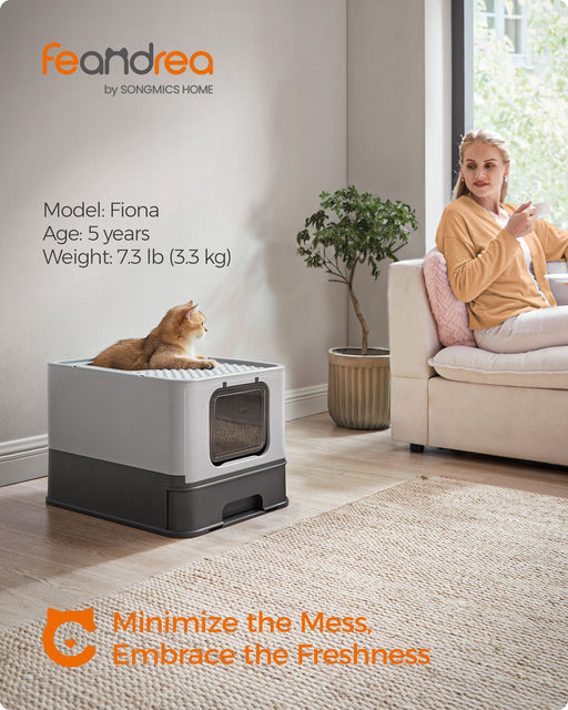 Feandrea Cat Litter Box Furniture with Storage for Indoor Use
