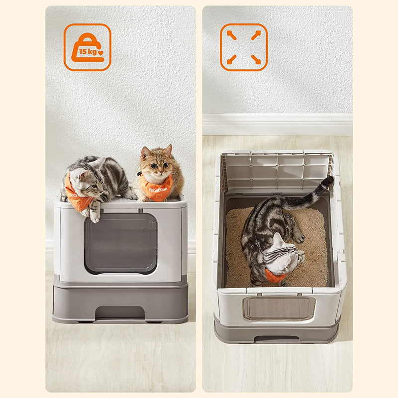 Covered Top Entry Cat Litter Box with Lid for Odour Control and Privacy by Feandrea