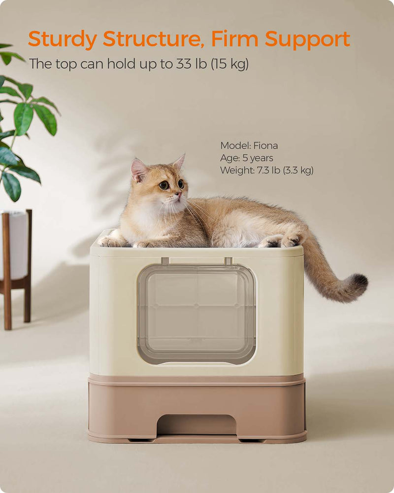 Feandrea top entry cat litter box shown from the side