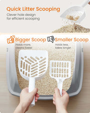 Included scoop with large holes for quick litter scooping