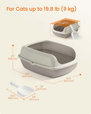 Dimension view of the Cappuccino Beige high sided litter box