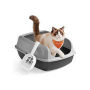 Feandrea XXL high sided open litter box in slate grey with scoop
