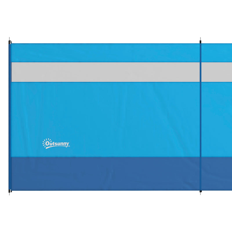 Camping Windbreaker With Clear Windows And Steel Poles For Beach And Caravan Use Blue AOSOM