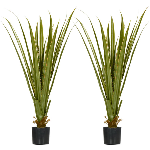 Set of 2 Artificial Agave Plants in Pots Ideal for Home or Office Decor Green
