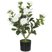 Artificial Camellia Plant 65 cm for Easy Indoor Greenery No Watering Needed White Homcom
