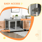 Indoor Dog Crate with Cushioned Bed and Storage Top for Medium and Large Dogs Grey