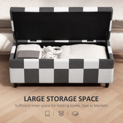 Velvet Storage Ottoman Bench in Dark Grey and White With Lid Ideal for Bedroom or Lounge