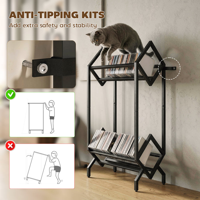 CD Storage Rack for 50 Discs with Sturdy Metal Frame and Space Saving Design Black AOSOM