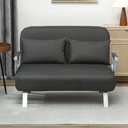 Two Seater Click Clack Sofa Bed Converts to Guest Bed for Small Spaces, Charcoal Grey