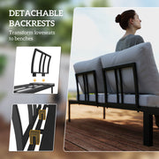 Grey Four Piece Garden Corner Sofa Set with Loveseats and Coffee Tables by Outsunny