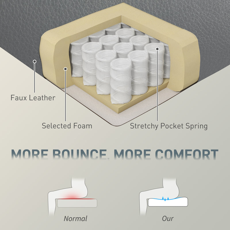 Heavy Duty Executive Office Chair with Spring Cushion Support PU Leather Grey