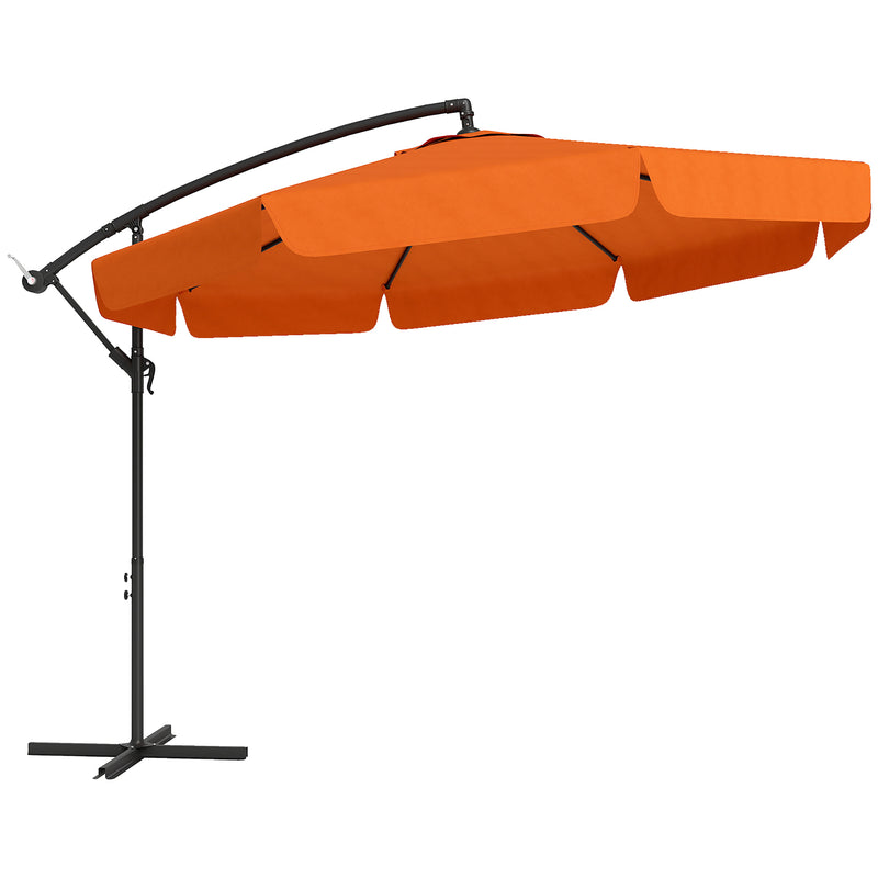 Orange 2.7m Cantilever Garden Parasol with Adjustable Crank Arm by Outsunny