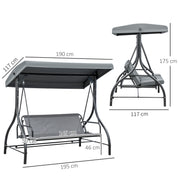 2 in 1 Garden Swing Chair and Hammock Day Bed with Adjustable Canopy Folds Flat for Outdoor Relaxing, Dark Grey Outsunny