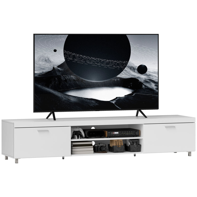 White Modern TV Unit Cabinet for TVs up to 90 Inch with Storage Shelves by HOMCOM