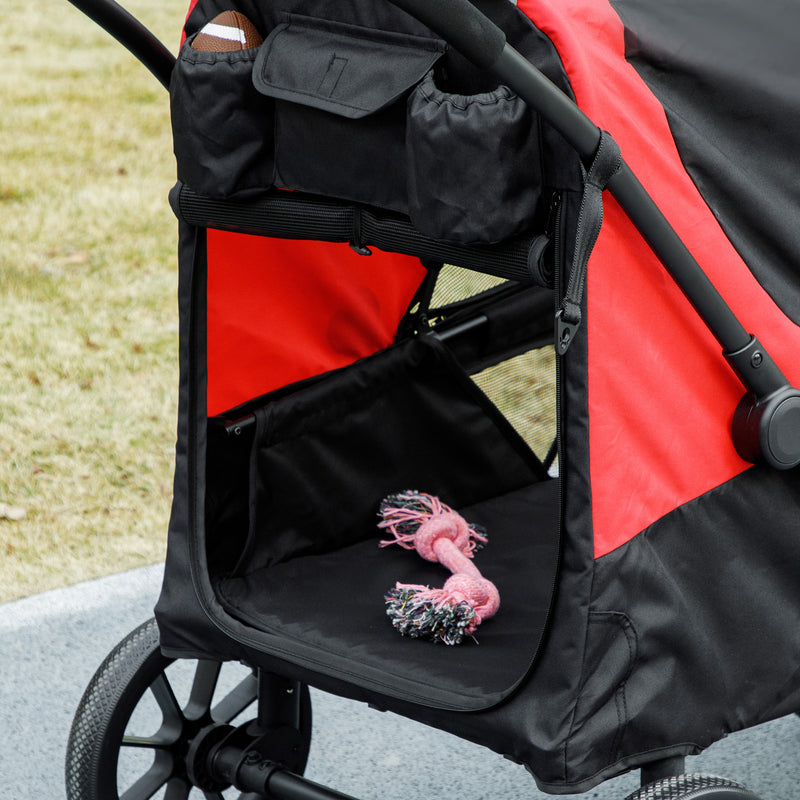Easy Folding Pet Stroller for Large Dogs With Shock Absorb Frame and Safety Leashes by PawHut AOSOM