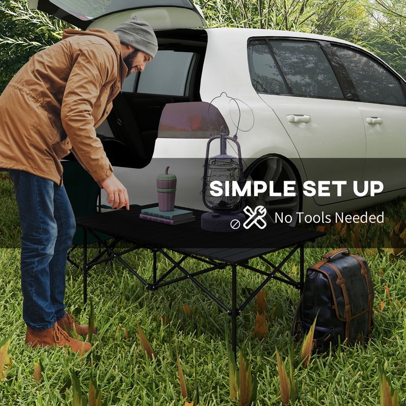 Folding Camping Table for Two with Quick Setup and Carry Bag Black