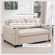 Two Seater Pull Out Sofa Bed with Storage Ideal for Guests and Small Spaces, Beige