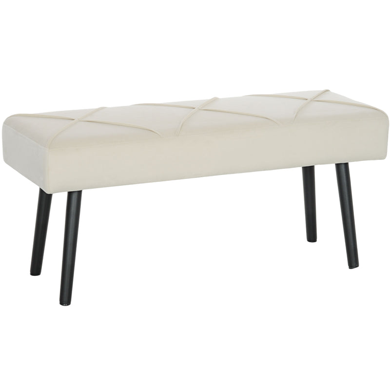 Bedroom Storage Bench with Padded Velvet Seat for Extra Seating and Organisation Cream